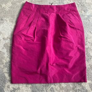 Banana Republic Skirt Hot Pink Fuchsia Pleated Pencil Size 0 Knee Length EUC